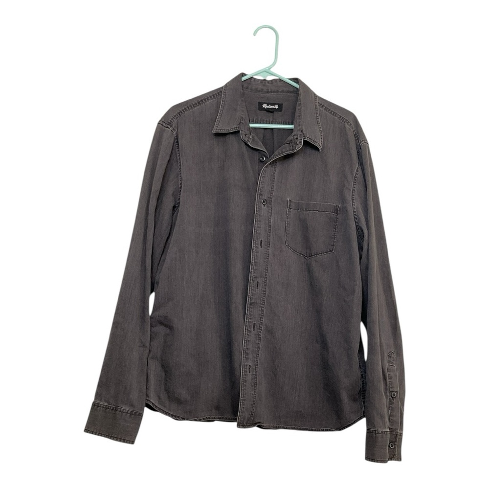 Men’s NWOT Madewell gray washed, button-up, long sleeve top, size XL